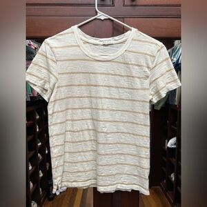 Z Supply XS Striped Cream & Tan Slub T-Shirt
